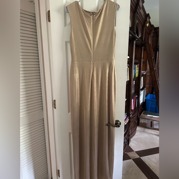 Lauren Ralph Lauren Foil-Print Jersey Surplice Gown Gold size 8 - Picture 5 of 10